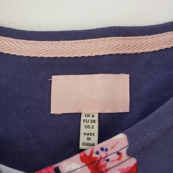 Joules‎ 2 Purple Floral Knit Short Sleeve Dress - Picture 3 of 9